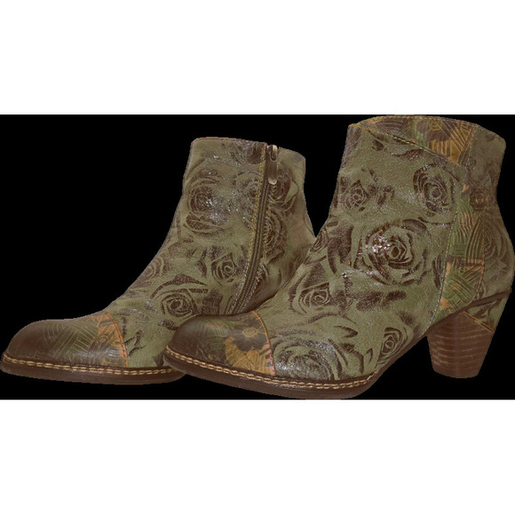 L"Artiste Waterlily Ankle Boots Olive Green - Picture 2 of 7